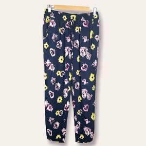 𝅺J Crew Factory Womens Size 4 Blue Floral Soft Pull On Pants Cuffed Lightweight